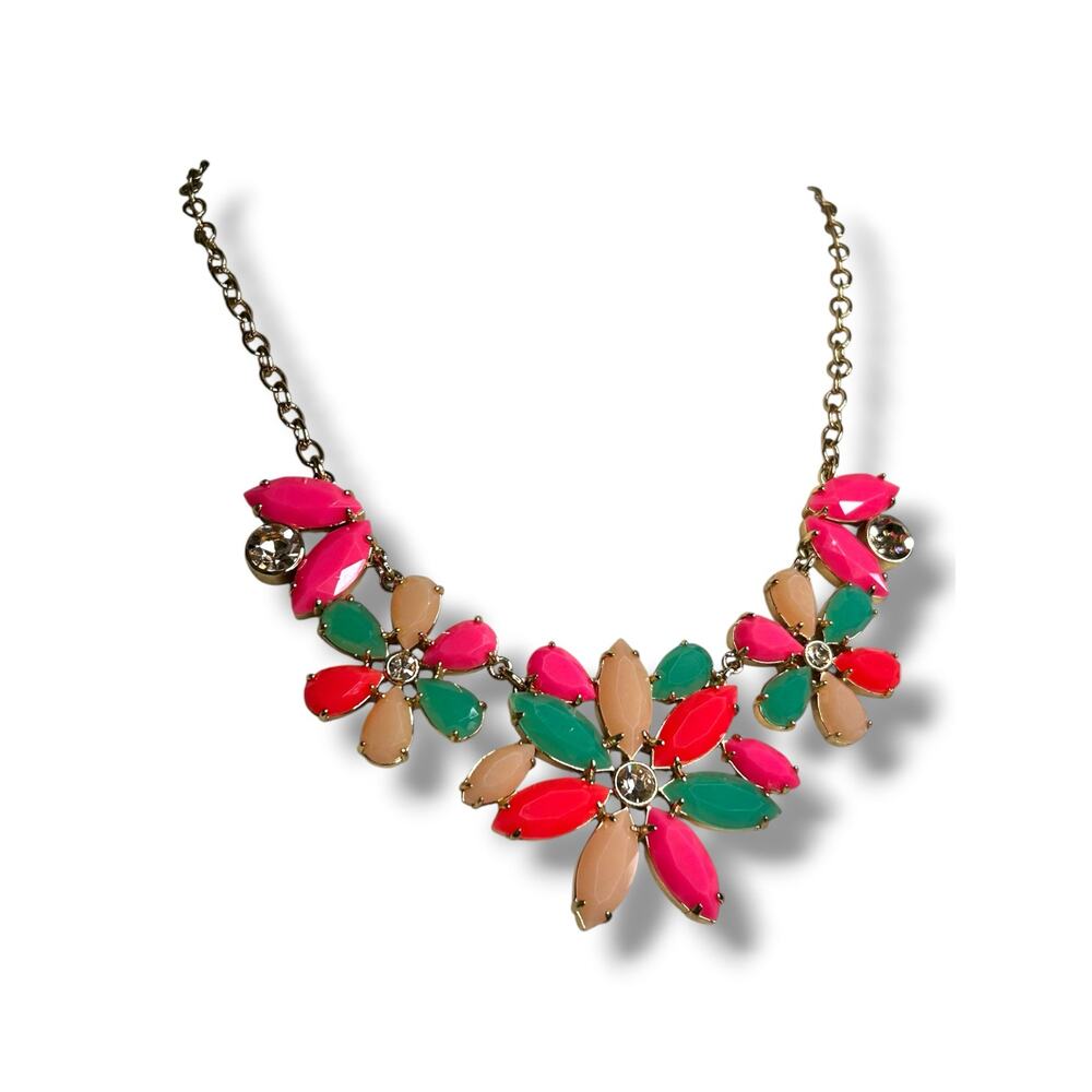 Kate Spade Gardens of Paris Floral Statement Necklace Pink Green
Bib Gold Tone - Picture 5 of 9